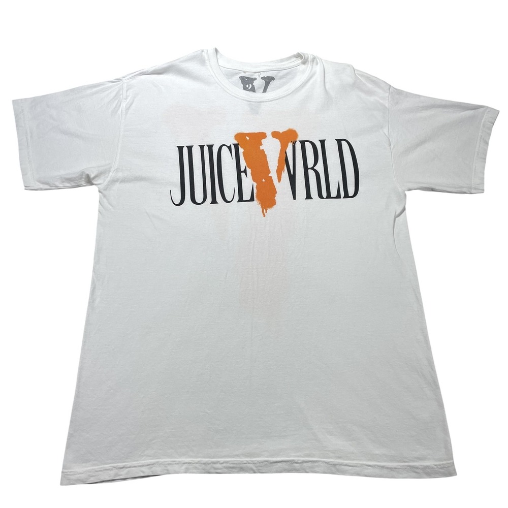 Juice WRLD Shirt Mens‎ Large White Orange V Logo 999 Graphic Tee Vlone Hip Hop